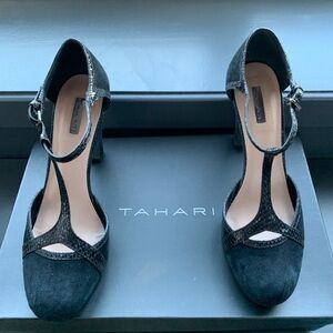 Tahari Black Strappy Heels